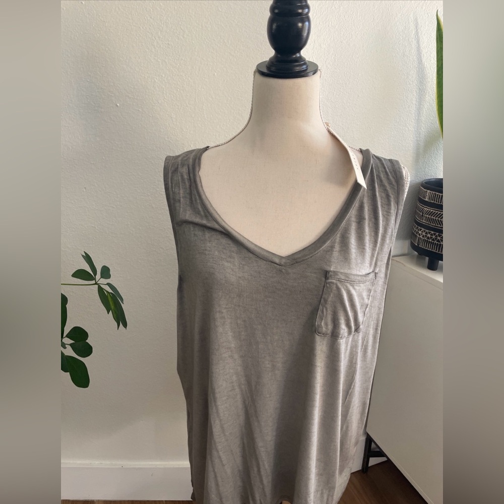 Jane + Delancey new w tag Sz 2X XXL gray rayon tank top neutrals closet capsule